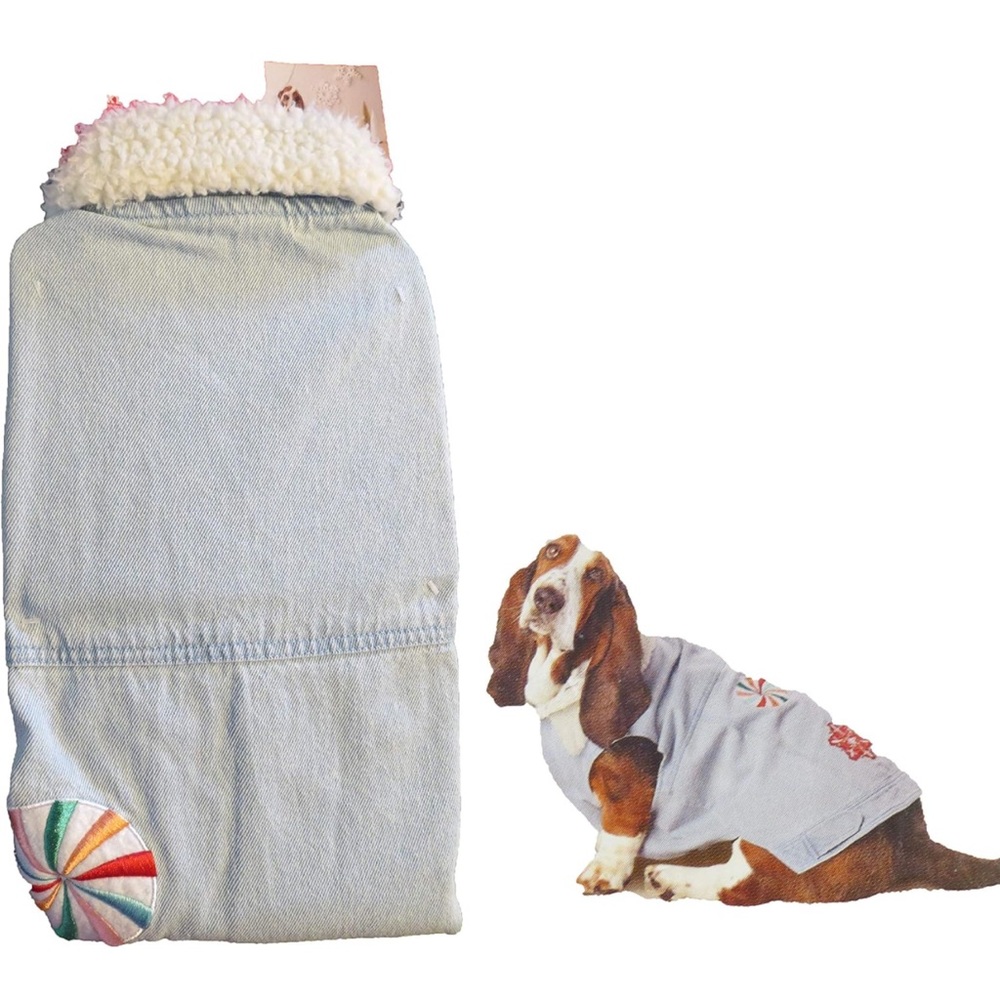 Wondershop Doggie Holiday Light BlueJean Vest, “ I Believe “ Size Large